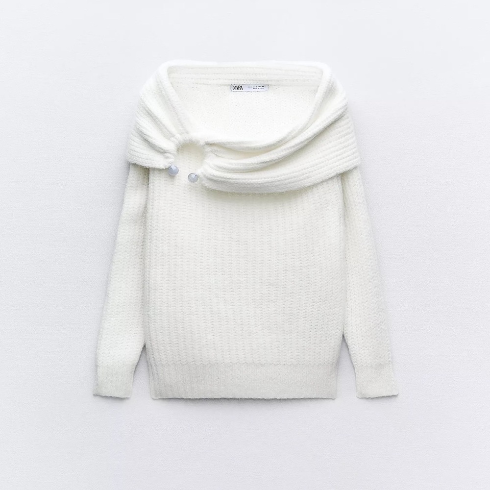 Zara Cream Off-Shoulder Sweater